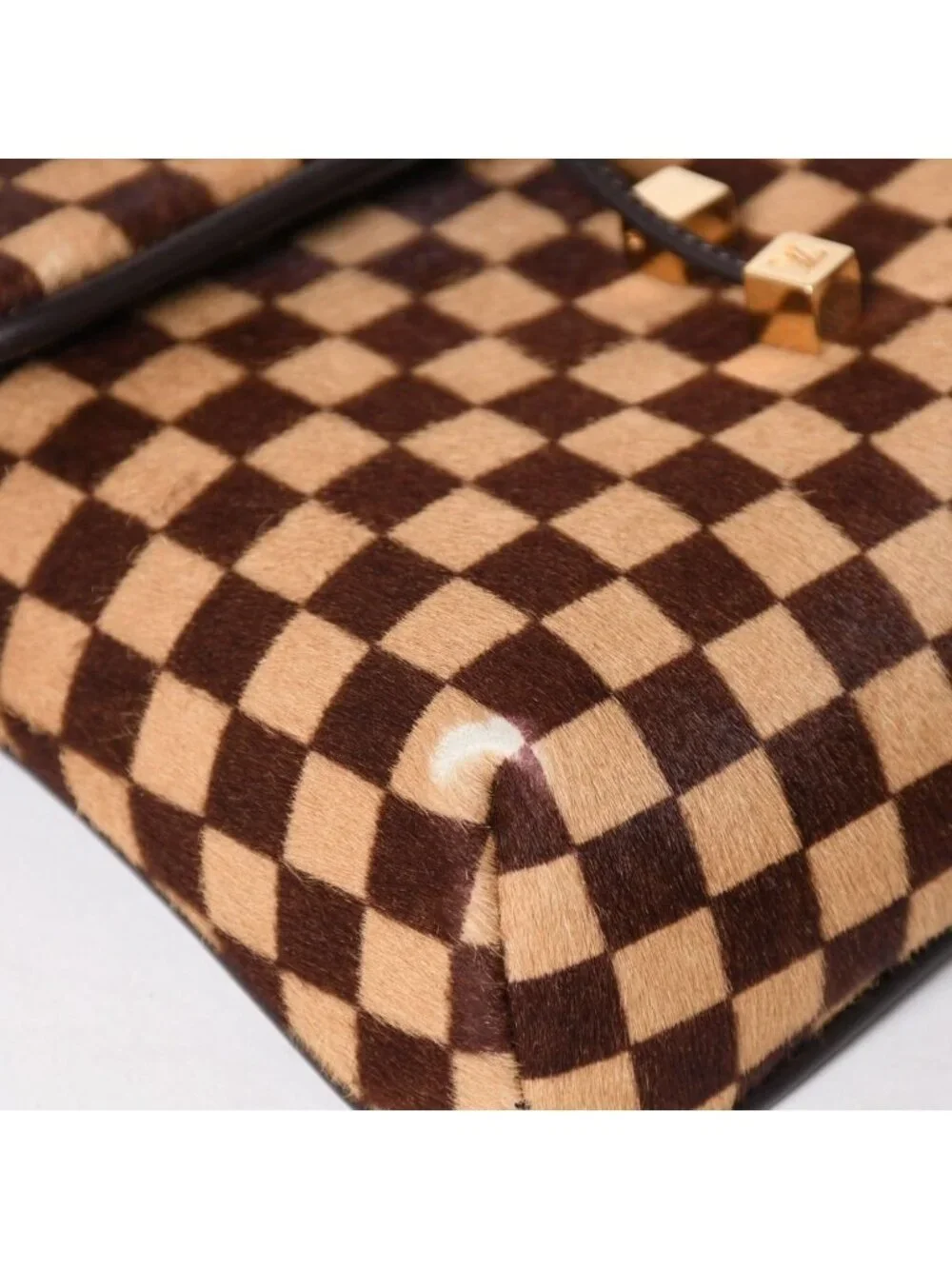 Louis Vuitton Gazelle Shoulder Bag Damier Sauvage Calf Hair Leather Brown